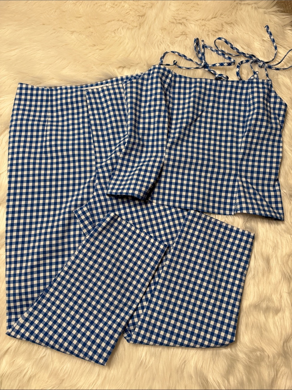 JustFab Blue & White Gingham 2-Piece Set